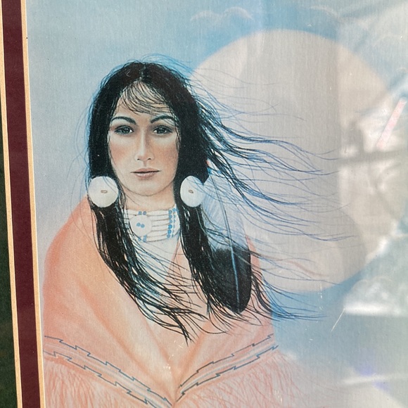 Gorgeous VTG matted and framed wall art print indigenous woman - Picture 4 of 5